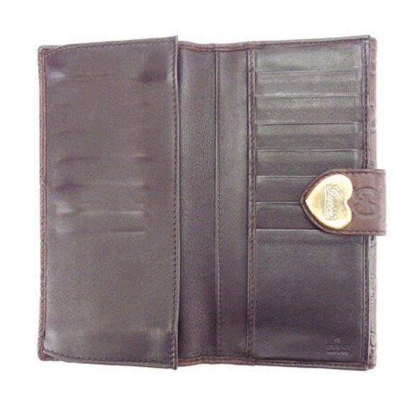 Gucci Wallet Purse Long Wallet Guccissima Brown Gold Woman Authentic Used Y3613 - Picture 3 of 6